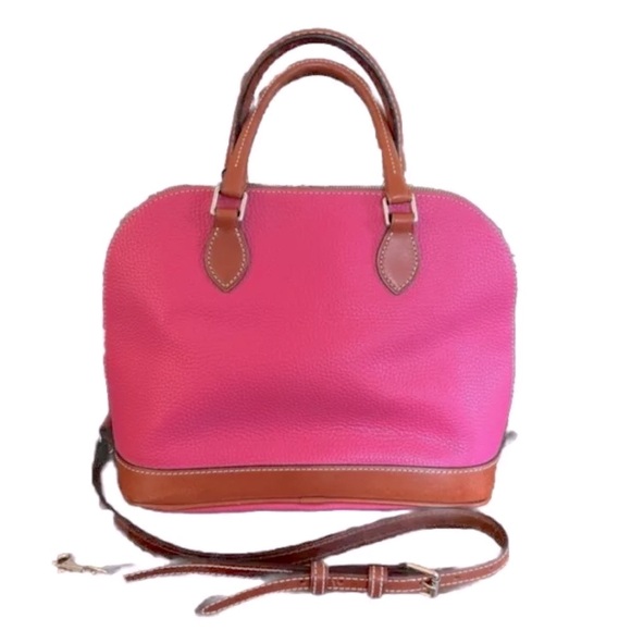 Dooney & Bourke Pink Pebbled Leather Zip Dome Satchel Crossbody bag - Picture 3 of 14
